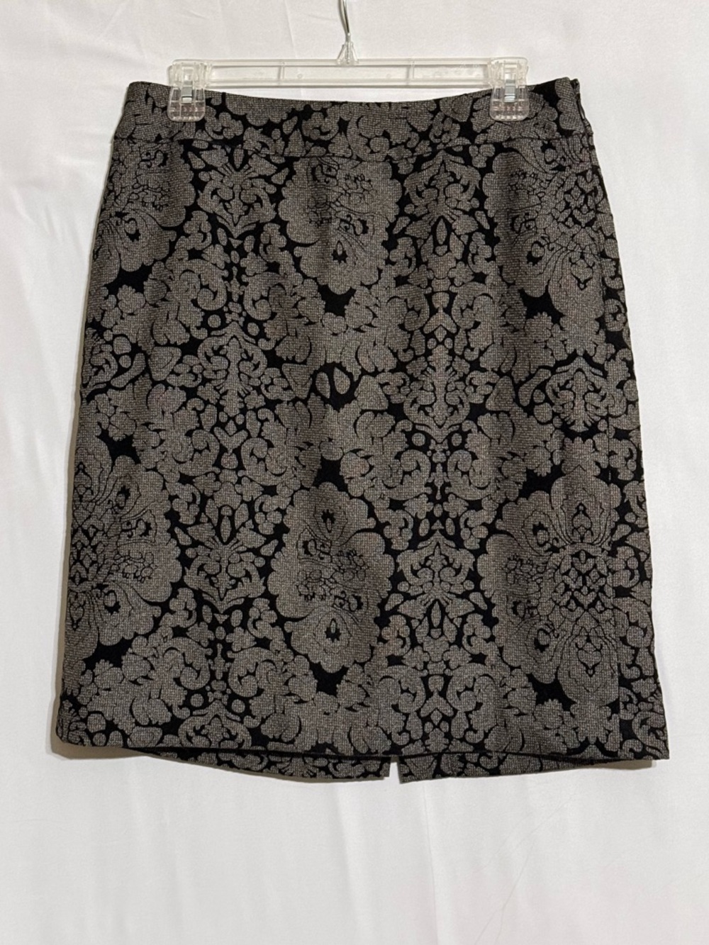 Evan Picone Black and Gray Jacquard Pencil Skirt Size 8